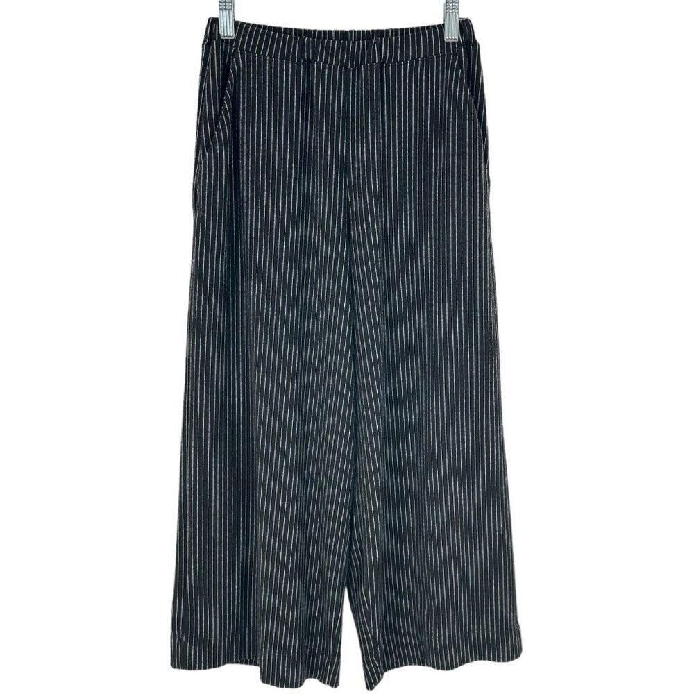 Alembika Black and White Pinstripe Cropped Wide Leg Pants Size 0